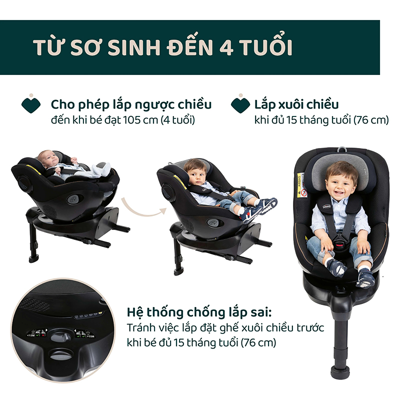 Ghế ô tô Chicco Seat 105 xoay 360 ISOFIX 8 Ghế ô tô Chicco Seat 105 xoay 360 ISOFIX